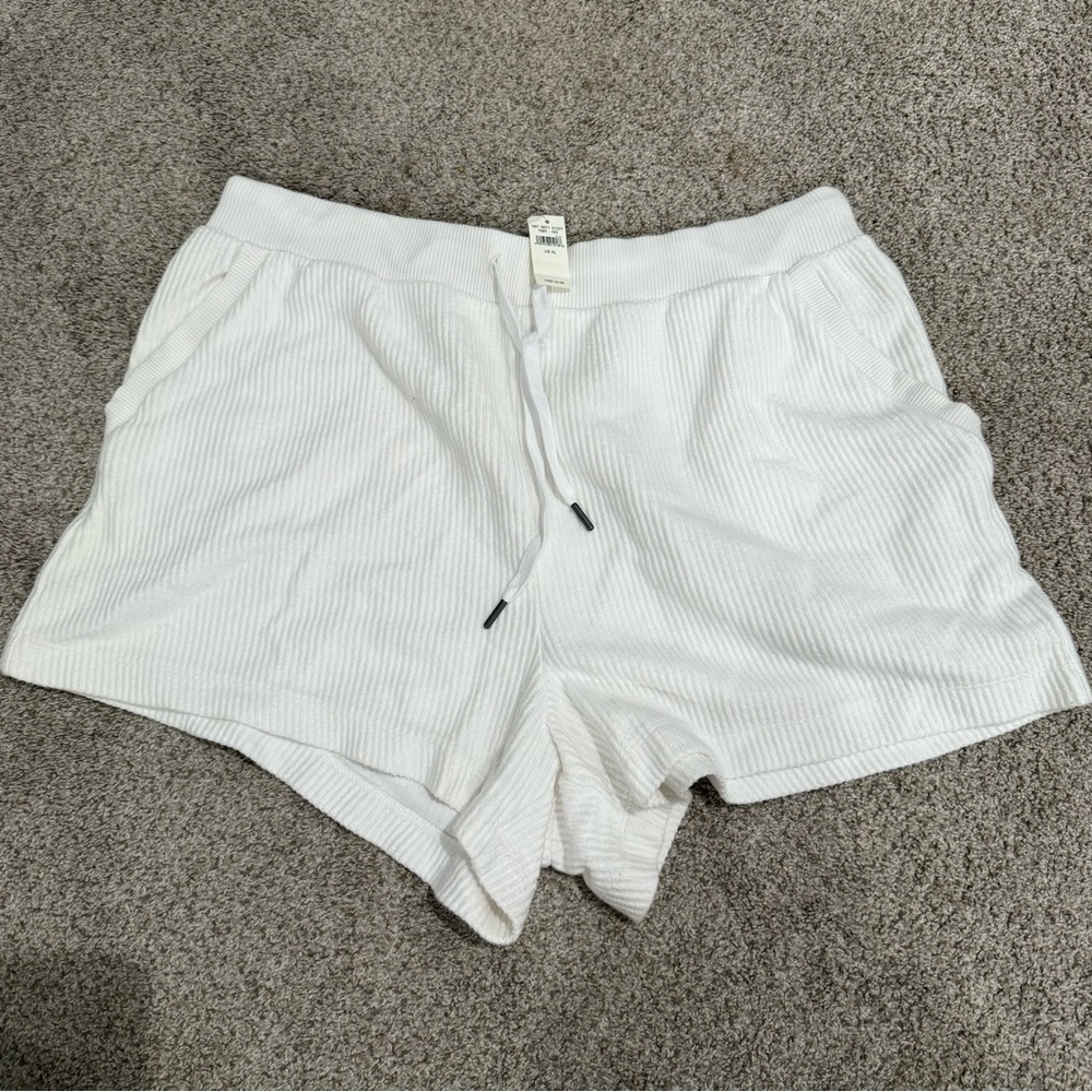 Aerie White Corded Shorts Lightweight Elastic Waist